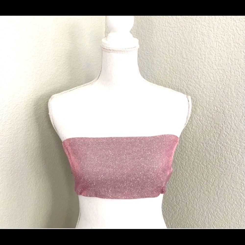 Pink Shimmer Bandeau Top